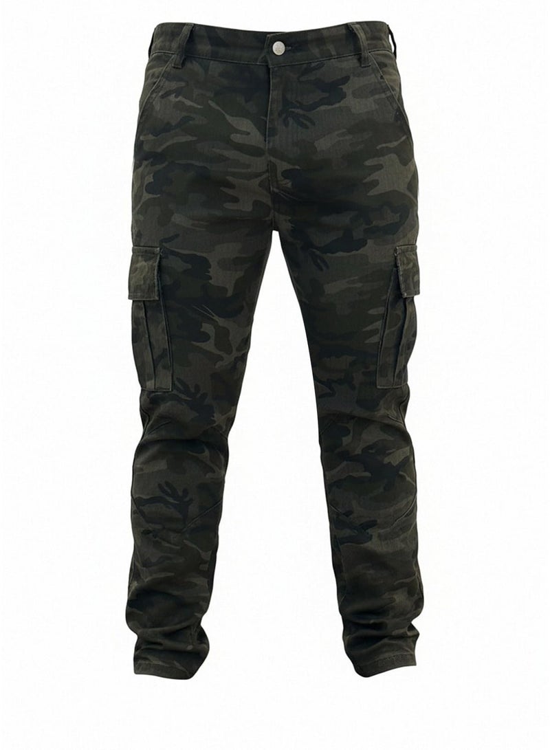 HUNGSON Men's Slim Fit Jeans 7 Pockets Stretch Skinny Denim Pencil Pants Nova Fashion(CamoBrow,32) - Image 4