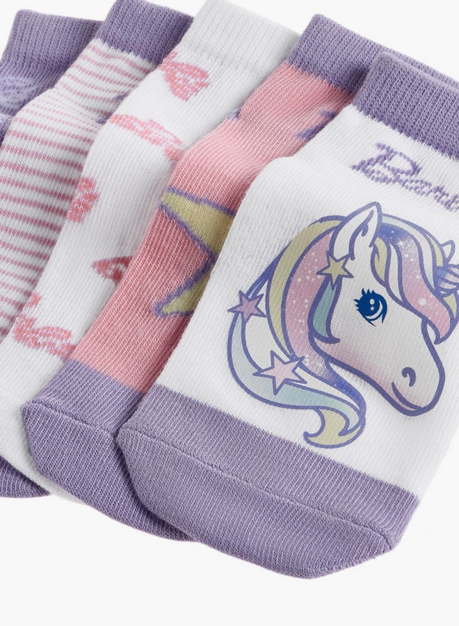 باربي جوارب بطول الكاحل مطبوعة غير تيري - مجموعة من  قطع - Image 4