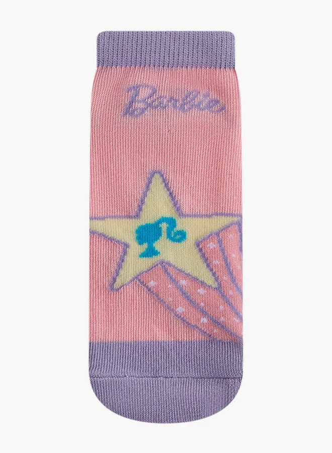 Barbie Printed Non Terry Ankle Length Socks - Set of 5