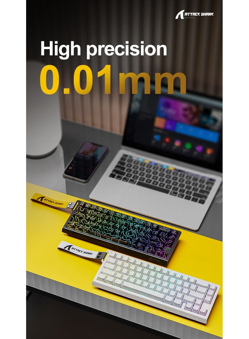 Attack Shark X68HE Wired Magnetic Gaming Keyboard, 0.01mm Adjustable Actuation, 8kHz Polling Rate, RGB Backlight, Side-Printed PBT Keycaps, 100M Lifespan Hall Effect Switches, 65% Layout (Black) - Image 3