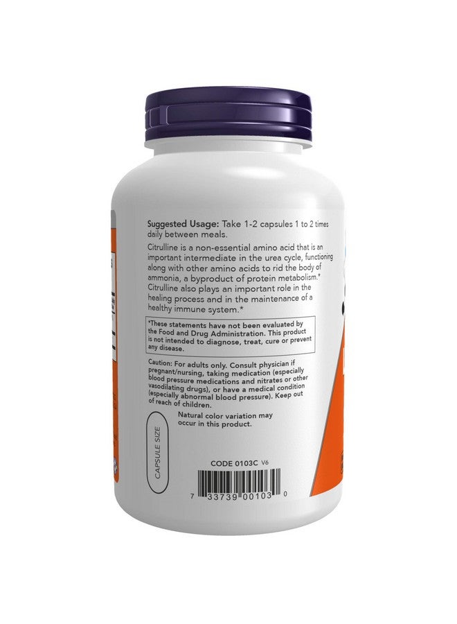 now Supplements Lcitrulline 750 Mg Supports Protein Metabolism* Amino Acid 180 Veg Capsules - Image 4