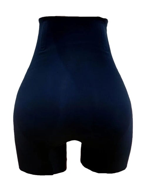 High-waisted and thinned boxer briefs with cross-over tummy control and non-curling high-elastic leggings and body-shaping garments