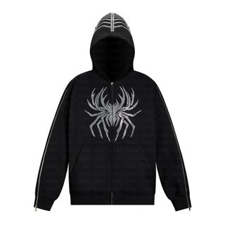 American Fashion Gothic Style Hooded Cardigan Personalized Spider Rhinestone Mens and Womens Sweatshirt Sleeve Zipper Sweatshirt Black - pzsku/ZA98CDAF587A3D3B295ECZ/45/1746228727/1d0f166f-fe6d-4084-8f67-e38fe98120d2