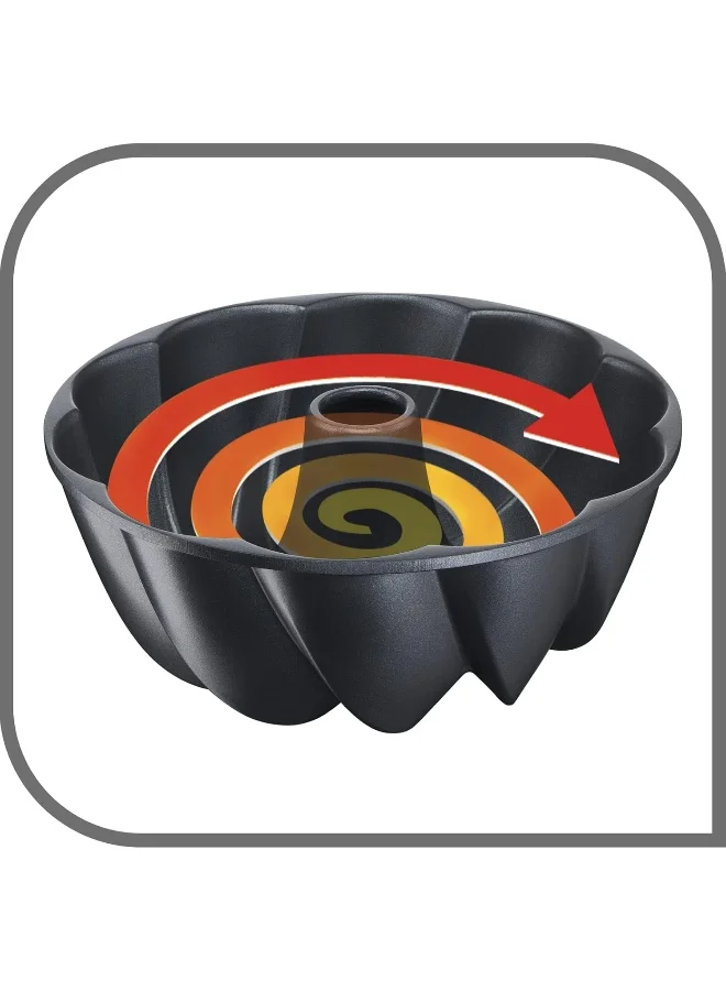 Tefal TEFAL Baking Mold | Geometric Bundt Pan 25 cm | Perfectly Even Golden-Brown Results | Non-Stick Coating Inside and Out | Easy Cleaning | Black | Modern Faceted Cake Pan | 2 Years Warranty