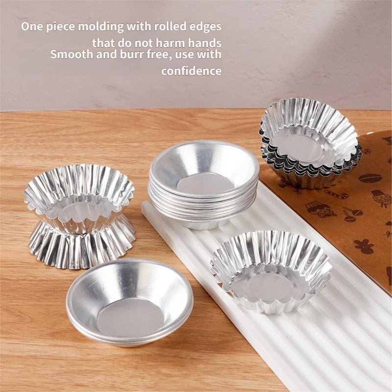 30 PCS Non-Stick Reusable Tart Pans with Thickened Tin Layer, Aluminum Baking Molds for Egg Tarts, Pies, Cupcakes, Mini Cakes and Chocolate - Image 2