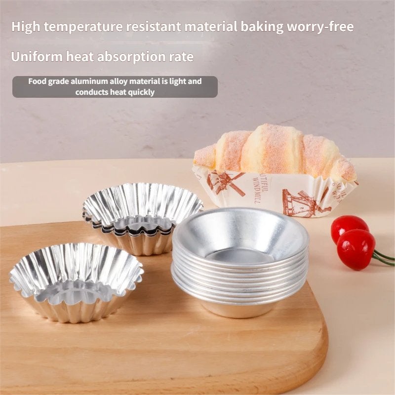30 PCS Non-Stick Reusable Tart Pans with Thickened Tin Layer, Aluminum Baking Molds for Egg Tarts, Pies, Cupcakes, Mini Cakes and Chocolate - Image 4