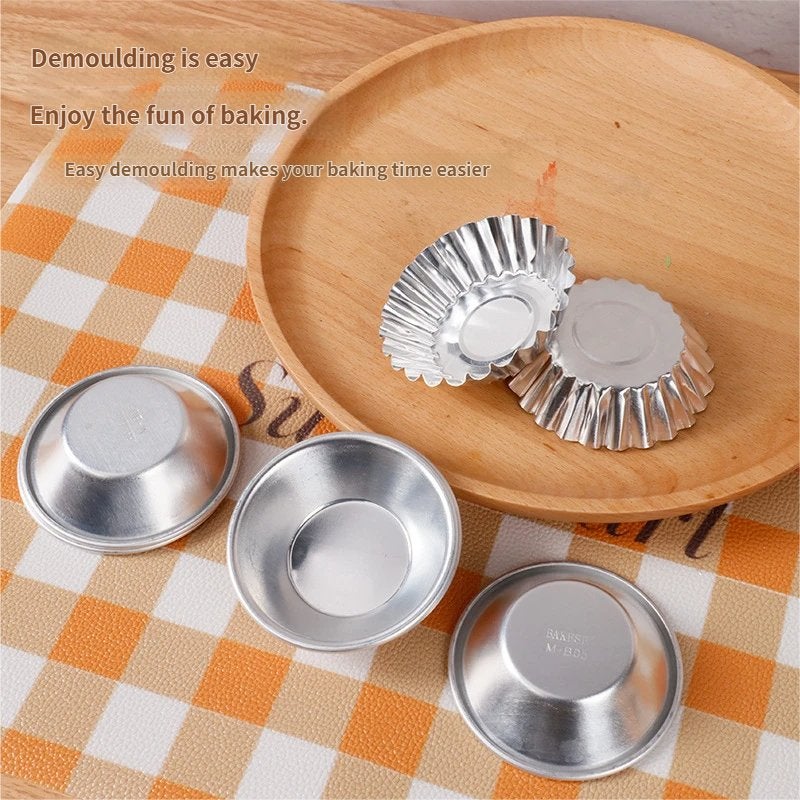 30 PCS Non-Stick Reusable Tart Pans with Thickened Tin Layer, Aluminum Baking Molds for Egg Tarts, Pies, Cupcakes, Mini Cakes and Chocolate - Image 3