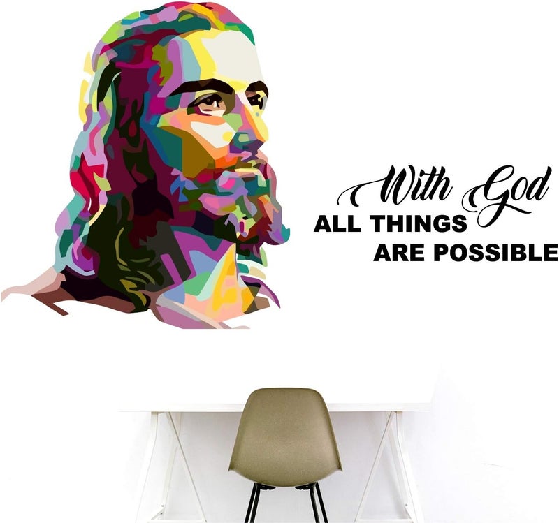 ARS 'Jesus-Christ -God-Christian- Cross-Divine- Prayer-Quote- Inspirational- Motivational-Wall Sticker' -SM348 (Multi Colour, Vinyl - 60cm X 50 cm) - Image 2