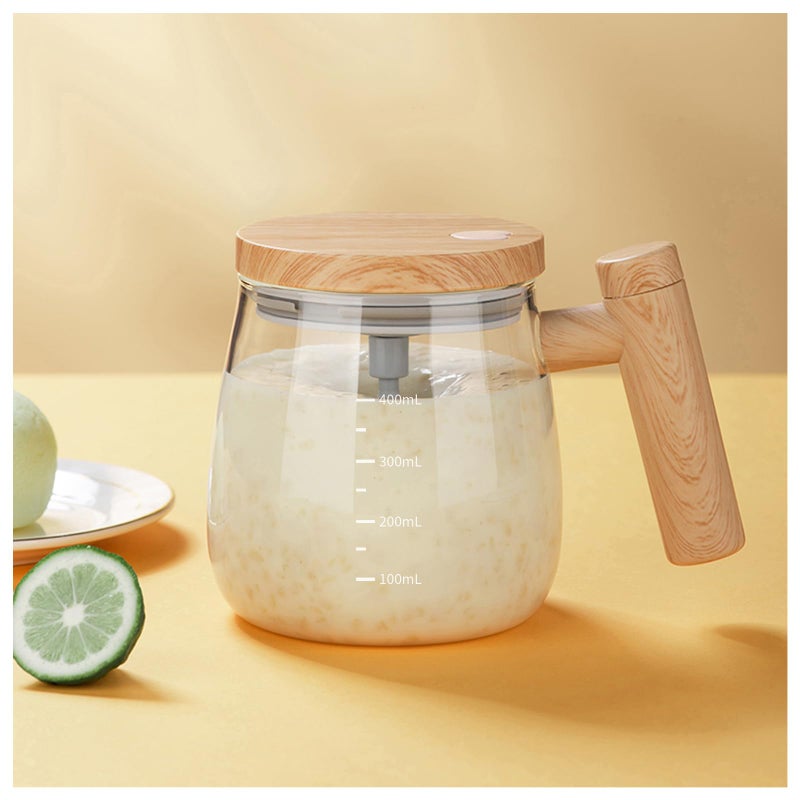 FOXNSK Self Stirring Mug Electric Mixing Cup Self Stirring Coffee Mug High Borosilicate Glass Mixing Coffee Mug Rotating Home Office Travel Stirring Cup Suitable for CoffeeMilkProtein Powder