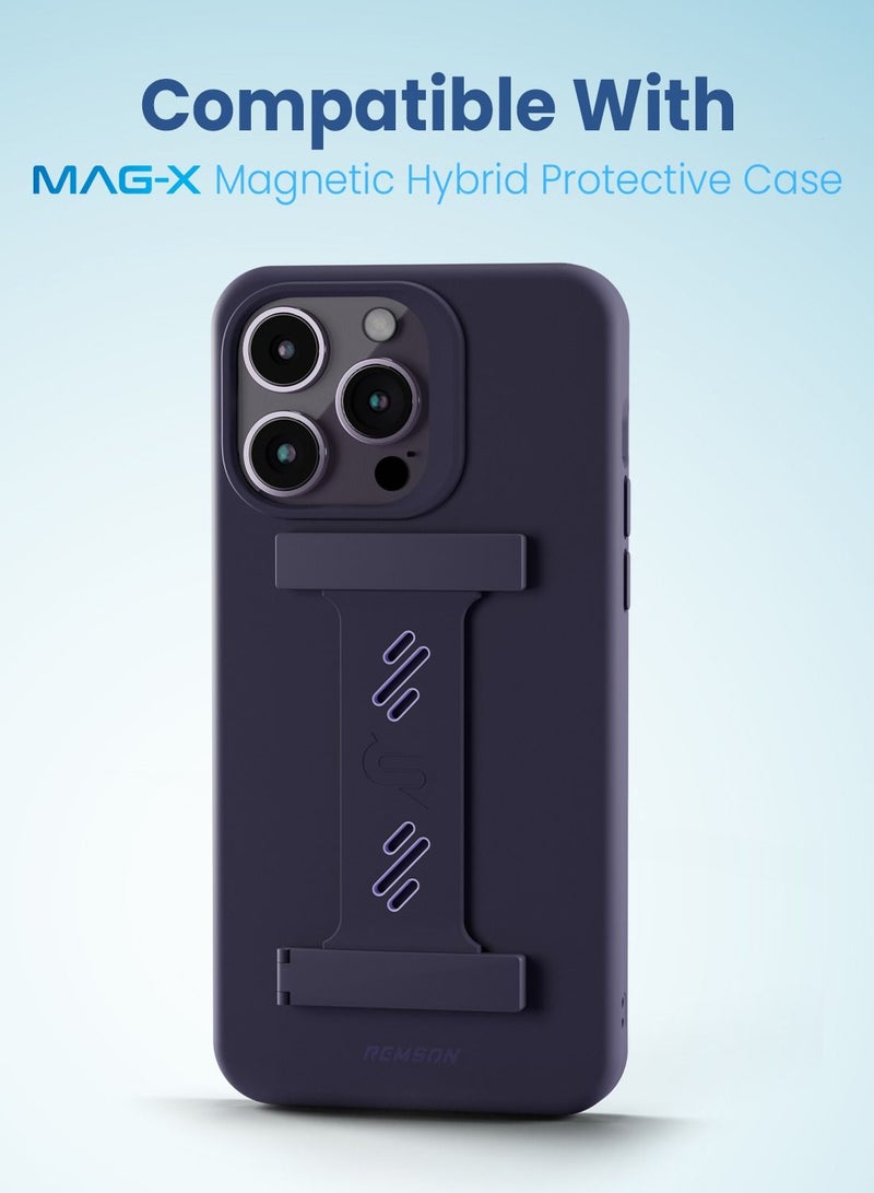 Remson Mag-X Phone Grip Strap with Magnetic Phone Kickstand (Deep Purple) - Image 5