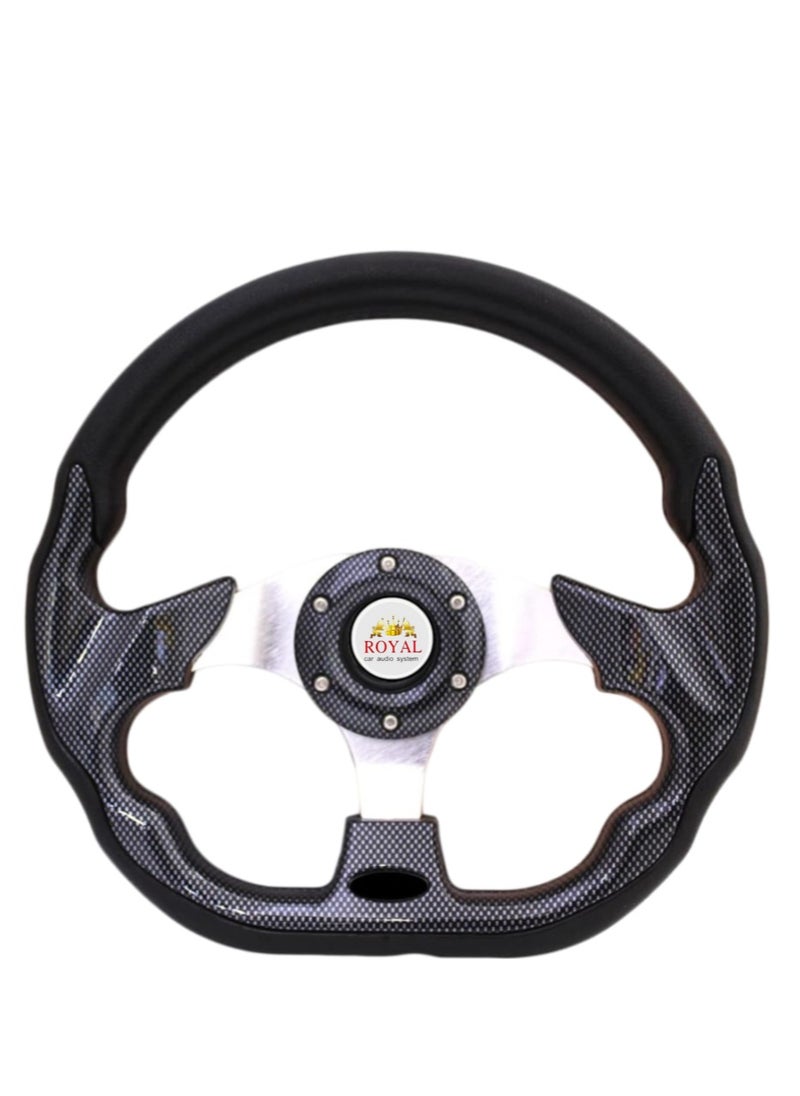 Royal ROYAL - Universal Racing Steering Wheel for Car, "D" Shaped Horn Race Tuning Style Sport MOMO Steering Wheel for Race/Rally/Motorsport/Car Sim Driving (DYT-5324) (Carbon)  - Image 1