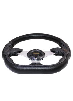 Royal ROYAL - Universal Racing Steering Wheel for Car, "D" Shaped Horn Race Tuning Style Sport MOMO Steering Wheel for Race/Rally/Motorsport/Car Sim Driving (DYT-5324) (Carbon)  - Image 2