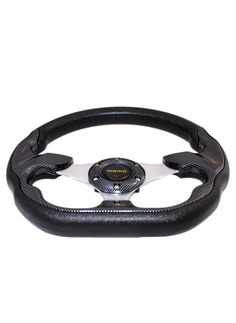 Royal ROYAL - Universal Racing Steering Wheel for Car, "D" Shaped Horn Race Tuning Style Sport MOMO Steering Wheel for Race/Rally/Motorsport/Car Sim Driving (DYT-5324) (Carbon)  - Image 2
