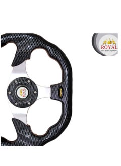 Royal ROYAL - Universal Racing Steering Wheel for Car, "D" Shaped Horn Race Tuning Style Sport MOMO Steering Wheel for Race/Rally/Motorsport/Car Sim Driving (DYT-5324) (Carbon)  - Image 3