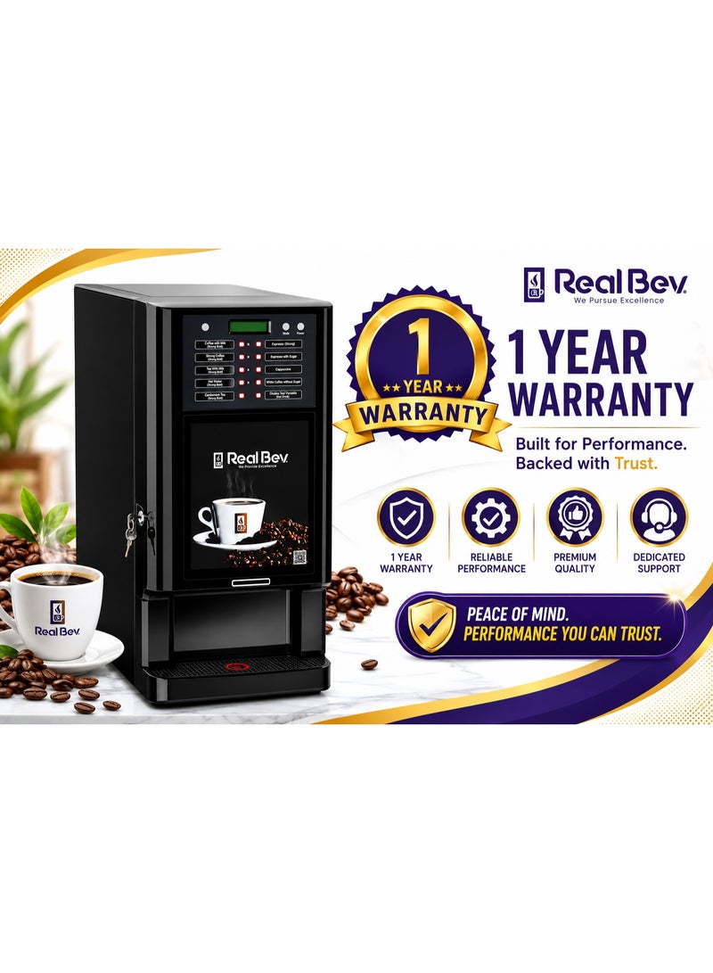 RealBev 10 Option Coffee Vending Machine | Automatic Tea & Coffee Dispenser with 10 Beverage Choices, Sugar & Sugar-Free Options | Commercial Hot Beverage Machine for Offices, Cafés, Hotels & Workplaces - Image 2