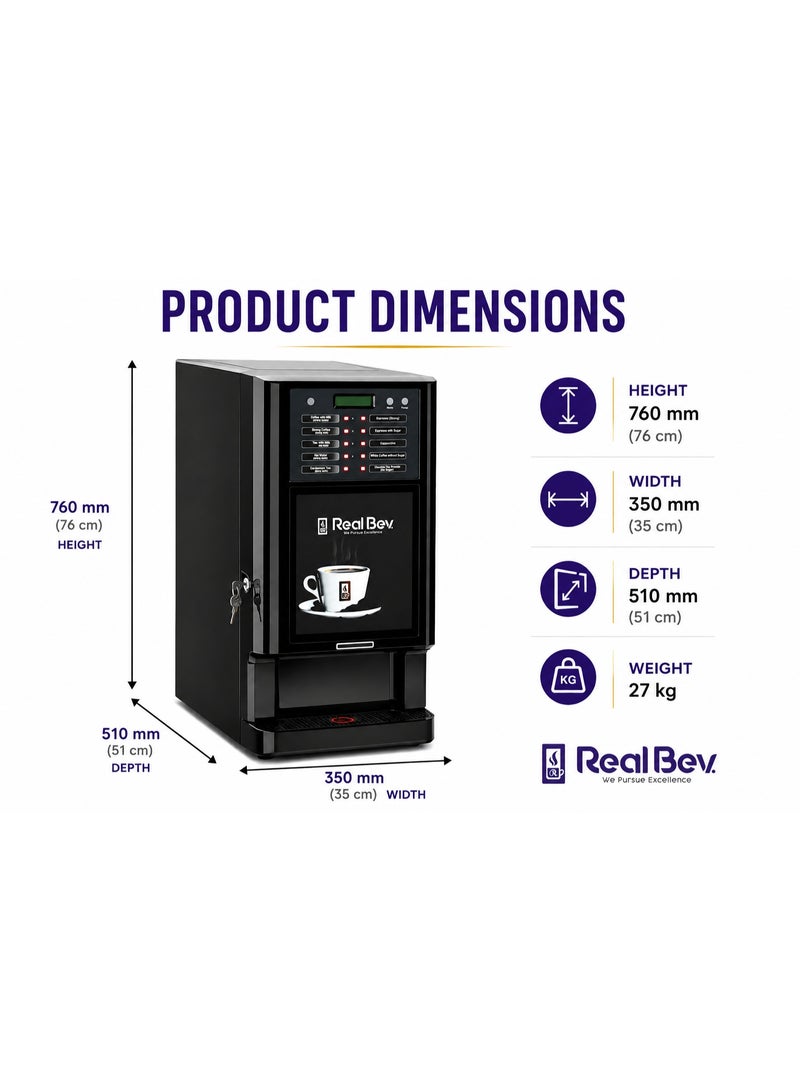 RealBev 10 Option Coffee Vending Machine | Automatic Tea & Coffee Dispenser with 10 Beverage Choices, Sugar & Sugar-Free Options | Commercial Hot Beverage Machine for Offices, Cafés, Hotels & Workplaces - Image 3
