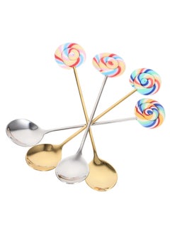 4Pcs lollipop coffee scoop, decorative coffee spoon, stainless steel spoon kitchen spoon stainless steel stirring spoon tea spoons cake spoon mixing spoon resin spoon fork Symphony