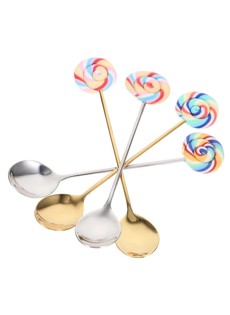 Generic - 4Pcs lollipop coffee scoop, decorative coffee spoon, stainless steel spoon kitchen spoon stainless steel stirring spoon tea spoons cake spoon mixing spoon resin spoon fork Symphony - Image 1