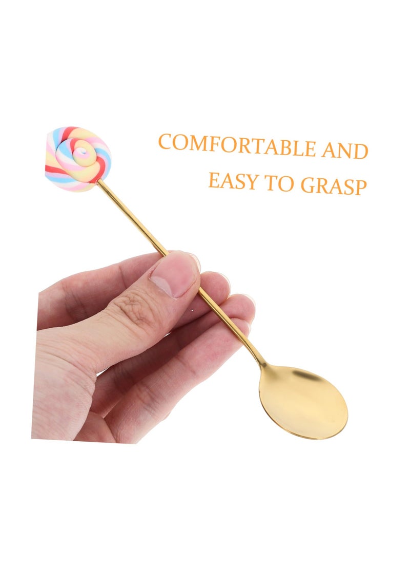 Generic - 4Pcs lollipop coffee scoop, decorative coffee spoon, stainless steel spoon kitchen spoon stainless steel stirring spoon tea spoons cake spoon mixing spoon resin spoon fork Symphony - Image 1