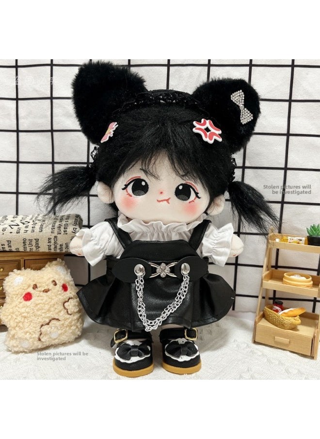 Generic - Cotton Doll 20cm Cm Doll Coat Doll Normal Body Chubby Body Naked Doll Bear Jacket Clothes-Specifications:20cm-Color:Headband + White Shirt + Leather Skirt Suspenders + Shoes - Image 1