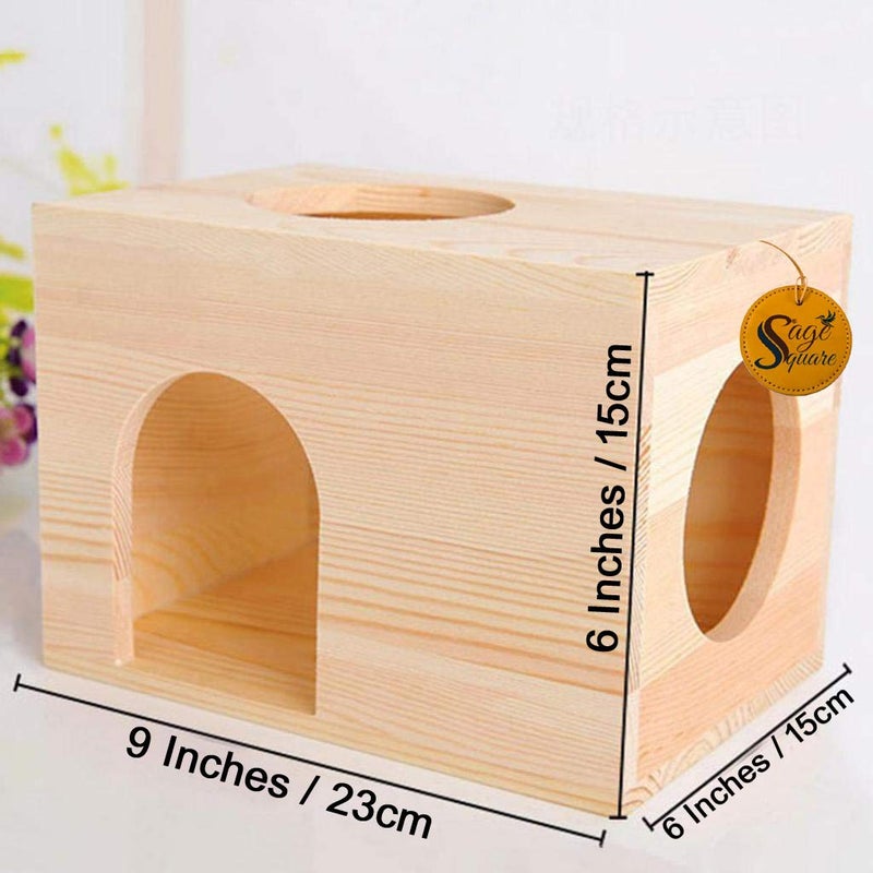 Sage Square كوخ هيدهاوس الخشبي أرجوحة نوم كابينة قفص ملحق لعبة للهامستر، القنفذ، سكر غلايدر، الطيور، الأرانب الصغيرة، خنازير غينيا الصغيرة - Image 3
