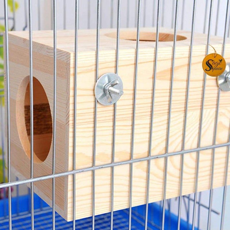 Sage Square كوخ هيدهاوس الخشبي أرجوحة نوم كابينة قفص ملحق لعبة للهامستر، القنفذ، سكر غلايدر، الطيور، الأرانب الصغيرة، خنازير غينيا الصغيرة - Image 4