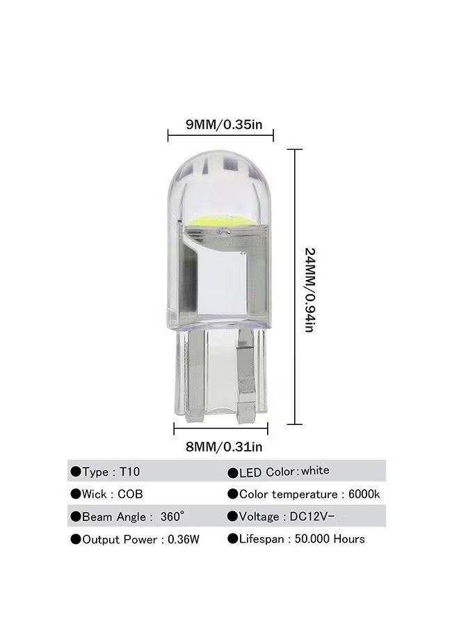 YJ 20 Pcs LED Light Bulbs White and Yellow, 6000K 68 2825 W5W T10 COB LED Wedge Replacement Bulbs, Mini Bulbs for License Plate Lights, Car Position Lamps, Map Light - Image 2