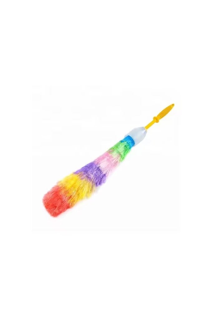 Telescopic Rainbow Feather Duster With Extendable Handle For Ceiling Fan & Furniture Cleaning – Multicolor  - Image 3