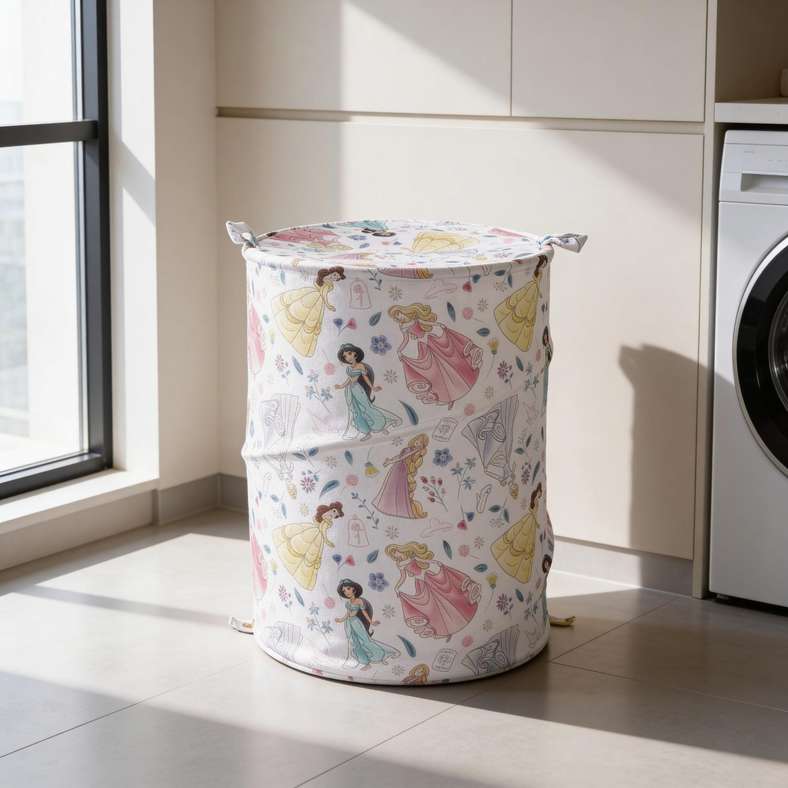 Pan Home Disney Princess Printed Laundry Hamper D38XH50cm - Multi - 166TRC9901188 - Image 1