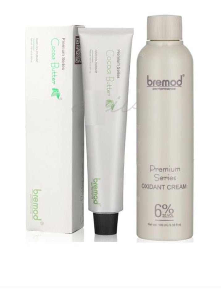 BREMOD مجموعة بريمود المميزة الكاملة سلسلة 8.17 لون شعر شاي الحليب 100 مل. بريمود أكسيد 100 مل. بريمود سوبر بلكس 10 مل مع عبوة إعادة بناء الشعر توب سموذ 50 مل. - Image 1