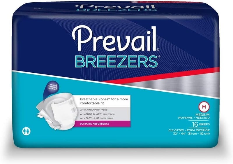 Prevail Breezers Incontinence Briefs Unisex Adult Incontinence Briefs with Tabs Ultimate Absorbency Medium 20 Count Bag - Image 1