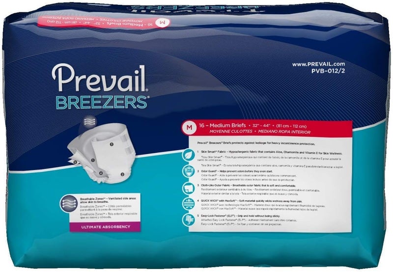 Prevail Breezers Incontinence Briefs Unisex Adult Incontinence Briefs with Tabs Ultimate Absorbency Medium 20 Count Bag - Image 2