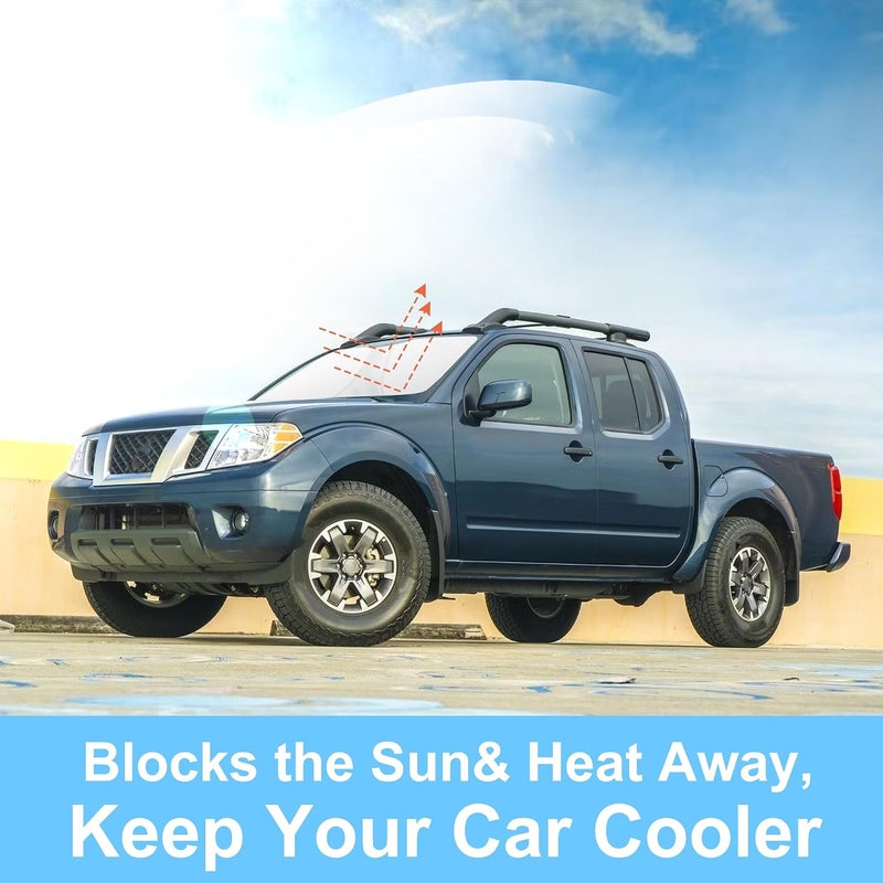 TINGLU Sun Shade for Nissan Frontier 2006-2021 Accessories Windshield Sun Shade Window Shade UV Rays Protection Sun Visor Cover with Steering Wheel Sunshade Storage Bag Minimal design - Image 5