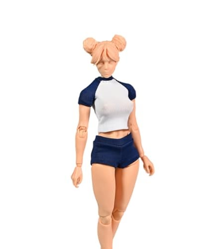 Fremego 112 Scale Female Sportswear Short Sleeved Shorts Clothes for 6inch Action Figure Body Long TopsShorts - Image 1