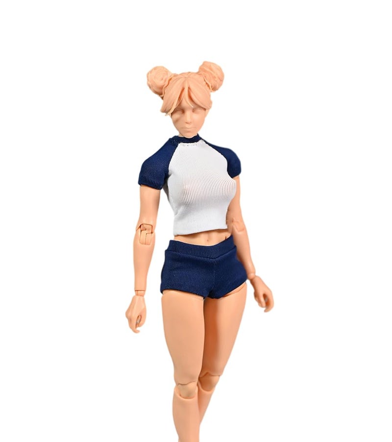 Fremego 112 Scale Female Sportswear Short Sleeved Shorts Clothes for 6inch Action Figure Body Long TopsShorts - Image 2