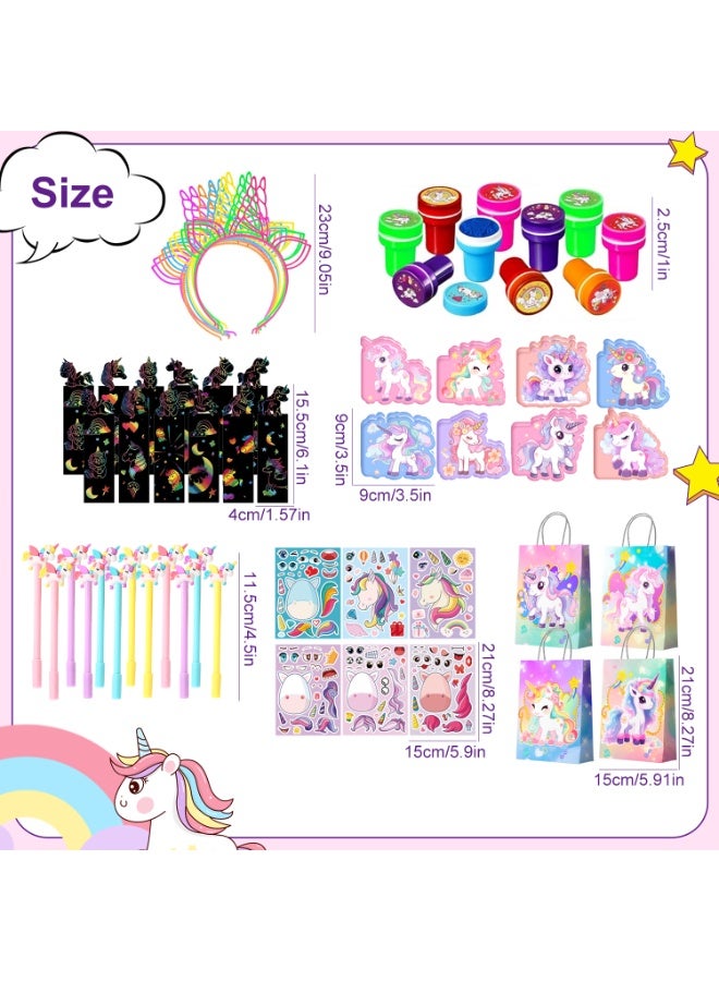 FRUITFUL PARTY Unicorn Stationery Party Favor Set for 12 Guests – 84 Pcs Unicorn Magical Gift Bundle with Headbands Seals Scratch Paintings Mini Notebooks Pens DIY Stickers & Gift Bags, Perfect for Unicorn Birthday Party Return Gifts - Image 2
