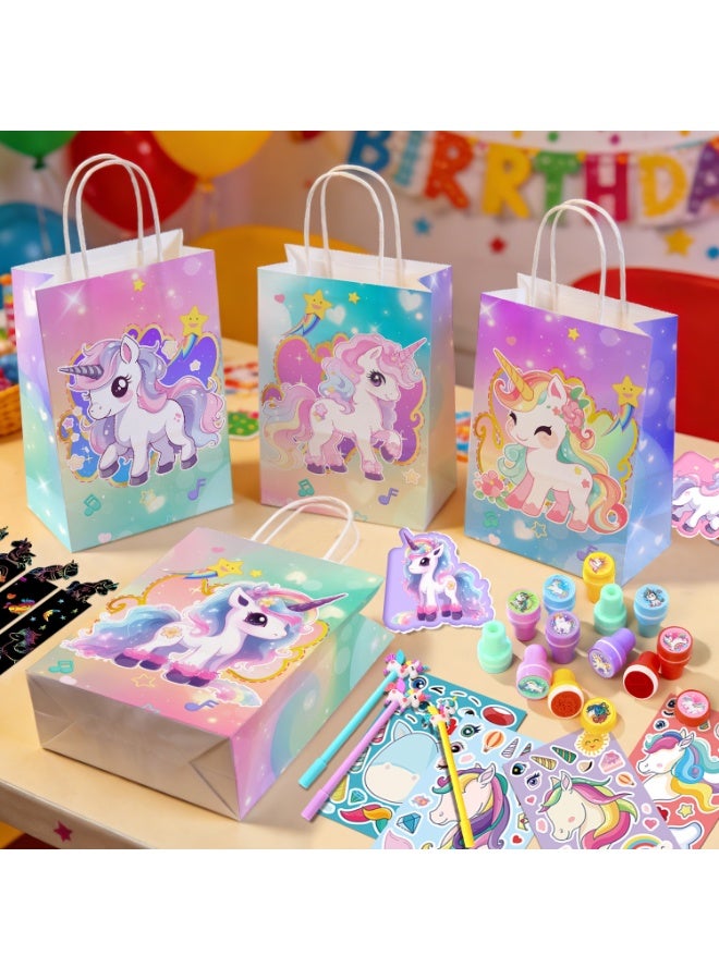 FRUITFUL PARTY Unicorn Stationery Party Favor Set for 12 Guests – 84 Pcs Unicorn Magical Gift Bundle with Headbands Seals Scratch Paintings Mini Notebooks Pens DIY Stickers & Gift Bags, Perfect for Unicorn Birthday Party Return Gifts - Image 4