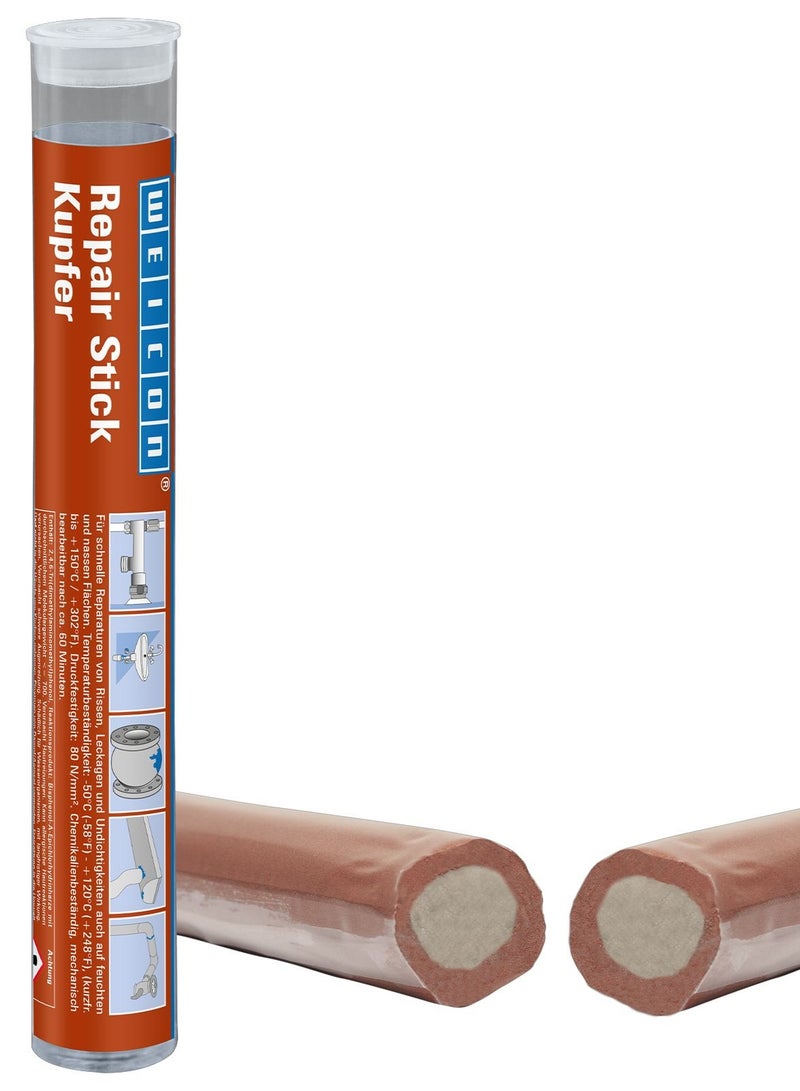 Weicon WEICON Repair Stick Copper | 115 g | 2-component Adhesive Epoxy Resin special adhesive for repair on pipes and lines heat resistant 