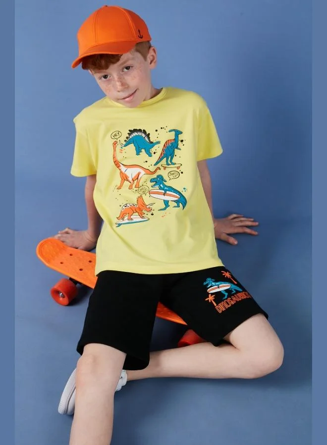 Lela Lela Cotton Printed Crew Neck Short Sleeve Shorts Suit Boy's SET 6212021