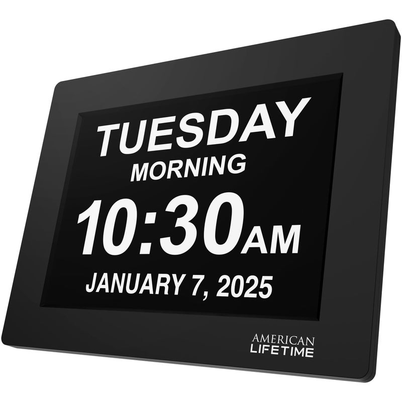 American Lifetime New 2025 Dementia Clock Large Digital Clock for Seniors, Alzheimer Clock Large Display with Custom Alarms, Clock with Day & Date for Elderly, Big Number Digital Calendar Black - Image 1