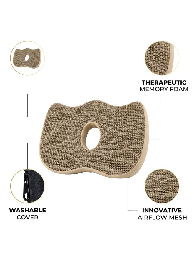 Agc Orthopedic Memory Foam Seat Cushion Coccyx Cushion for Car Office Chair Tailbone Pain Relief Cushion with U Shape Cutout, Breathable Mesh Cover, Anti Slip Base for Back Support Sitting Posture - Image 5