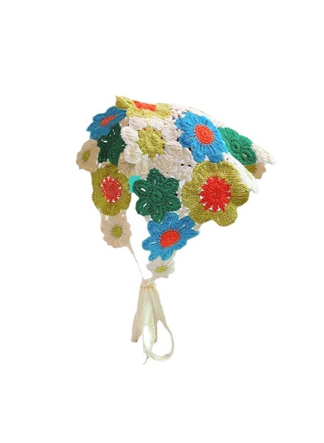 جيفت قطعتان من ربطات الشعر النسائية الكروشيه، وشاح شعر محبوك، غطاء رأس للفتيات، ربطة رأس زهرية عتيقة، إكسسوارات شعر، وشاح رأس زهري مثلث، ربطة رأس محبوكة مجوفة. - Image 2