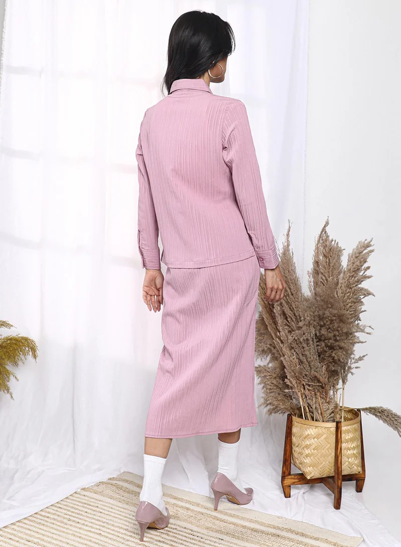 Pinacolada  Women's Salmon Pink Textured Wrap Co-Ord Set for Women | Best Price UAE