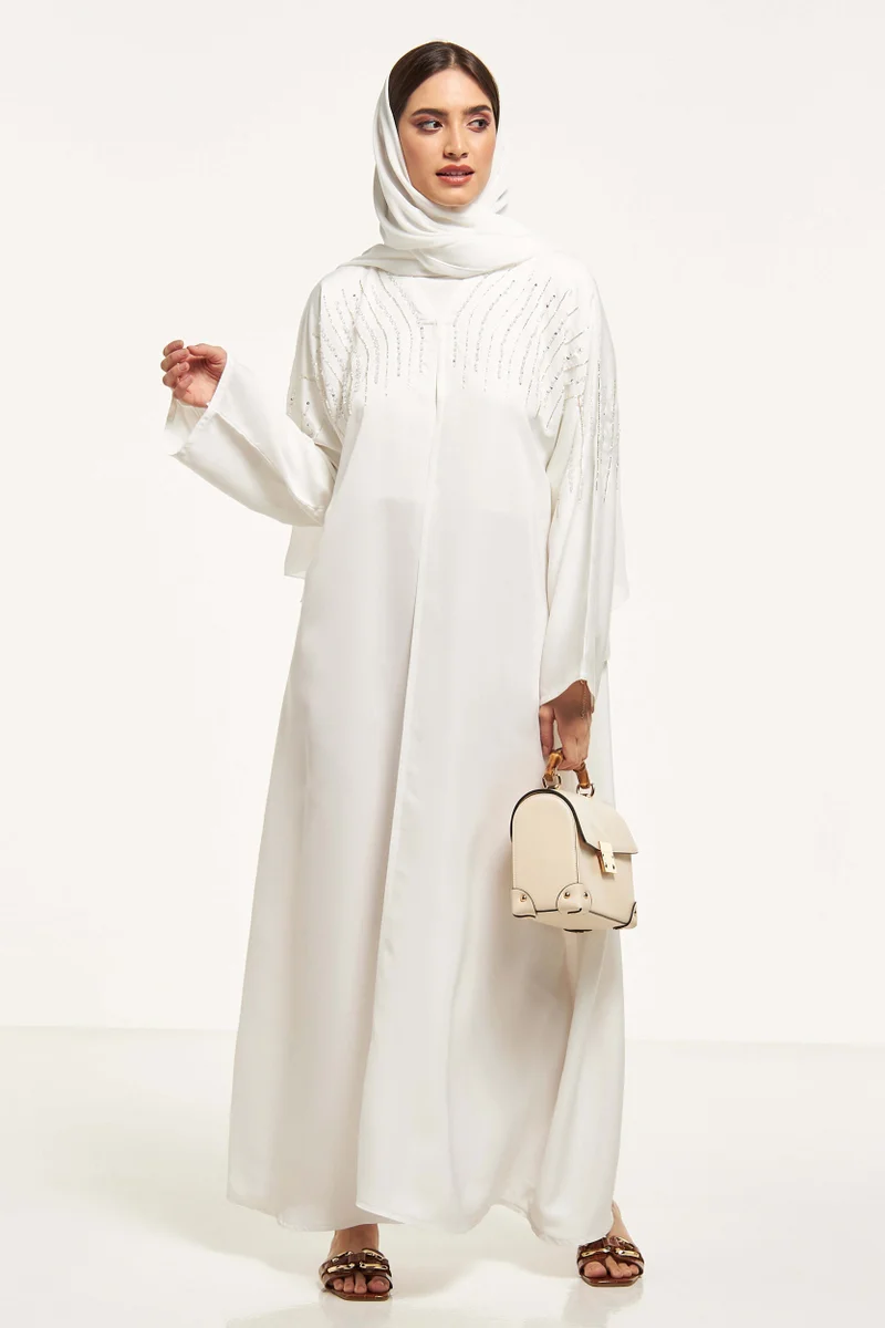 Moistreet Embellished Flared Sleeve Abaya