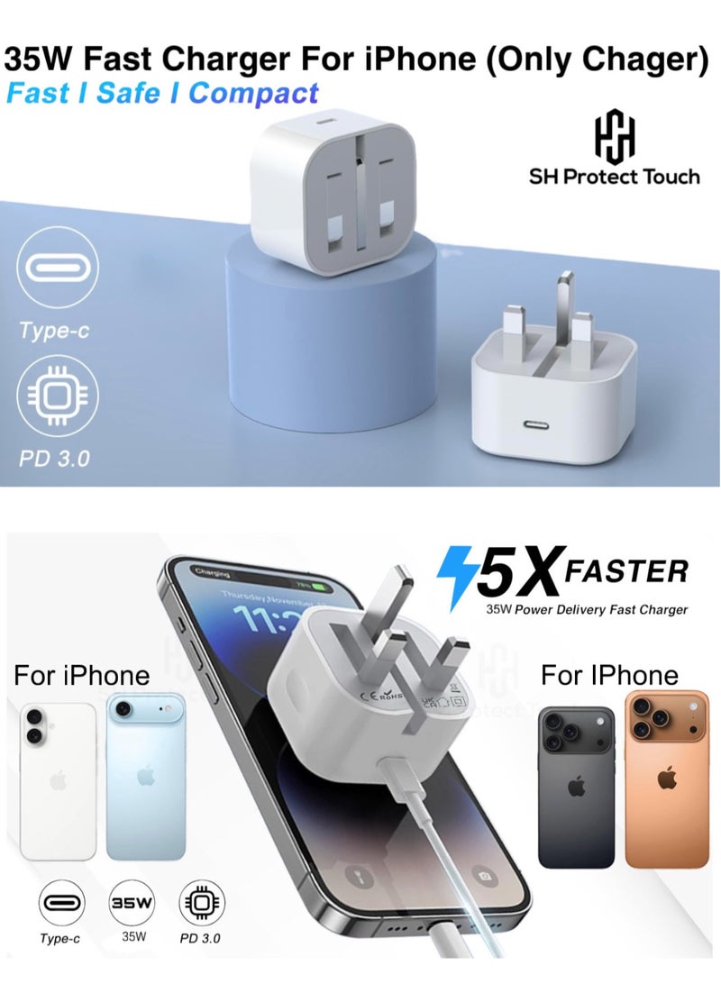 SH PROTECT TOUCH Genuine 35W USB Type C PD UK Power Adapter Plug For iPhone 17/16 pro/max, fast charger - Image 4