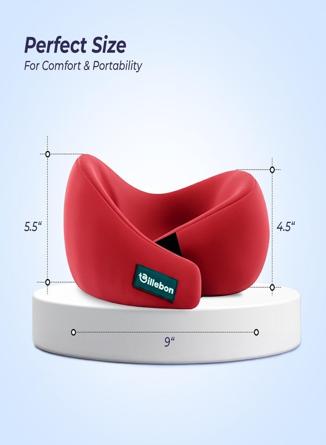 Billebon Memory Foam Neck Pillow, Travel Pillow with Adjustable Velcro Straps, Neck Pillow for Travelling & Flight Travel, Ergonomic Support for Comfort & Pain Relief(Red Combo) - Image 5