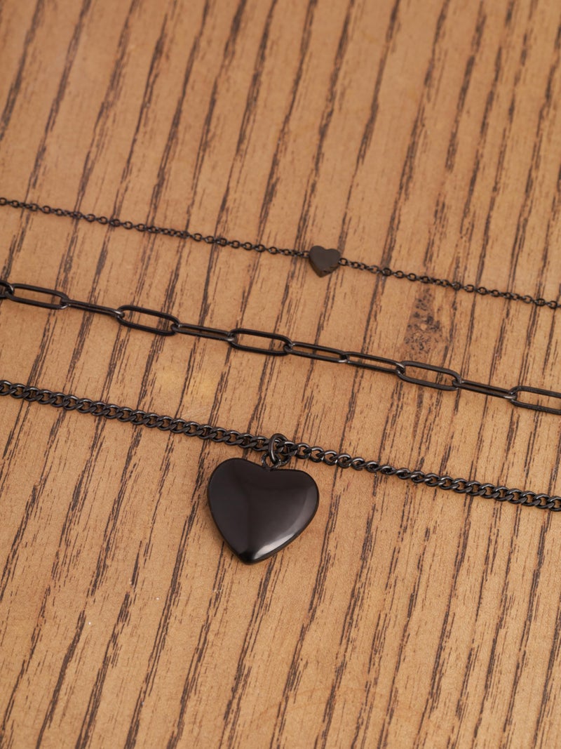 Sacina Goth Layered Black Heart Pendant Necklace, Emo Punk Grunge Necklace, Goth Jewelry, Christmas Jewelry Gift for Women - Image 5