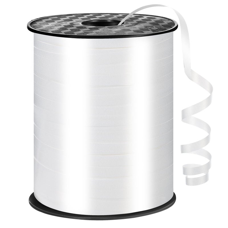 woric 600 Yards White Curling Ribbon 1/5 Inch Balloon String Ribbon Thin Ribbons for Art Crafts Gift Wrapping Wedding Birthday Party Easter Decorations - Image 1