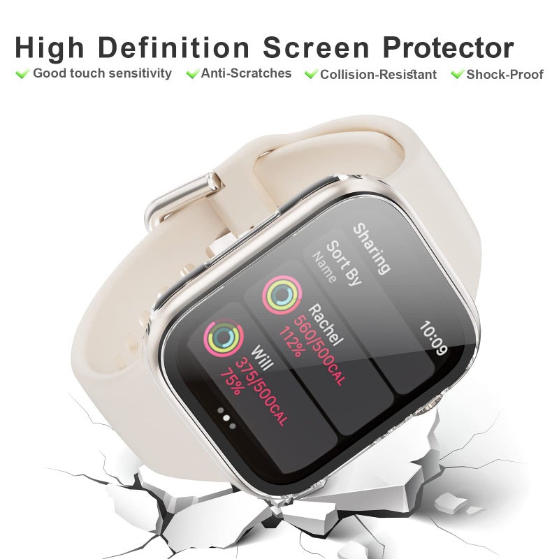BHARVEST 6-Pack Hard PC Case with Tempered Glass Screen Protector for Apple Watch Series 9, 8, 7 41mm - Image 2