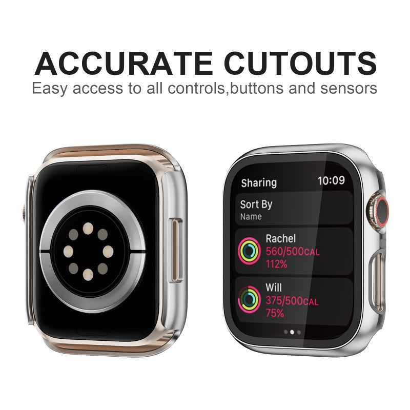 BHARVEST 6-Pack Hard PC Case with Tempered Glass Screen Protector for Apple Watch Series 9, 8, 7 41mm - Image 4
